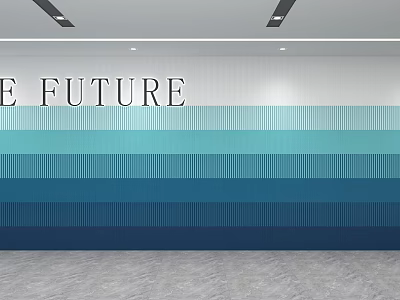 Modern Partition Wall With Blue Gradient Vertical Striped Texture In Interior Space 3d model
