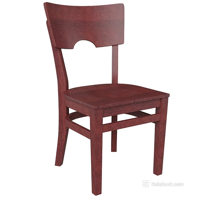 Classic Wooden Dining Chair With Mahogany Finish And Solid Back Structure 3d model