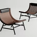 Sleek Modern Woven Leisure Chairs With Black Frame And Back Cushions Design