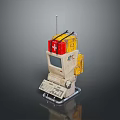 Vintage Medical Emergency Robot With Red Cross Box And Display Screen