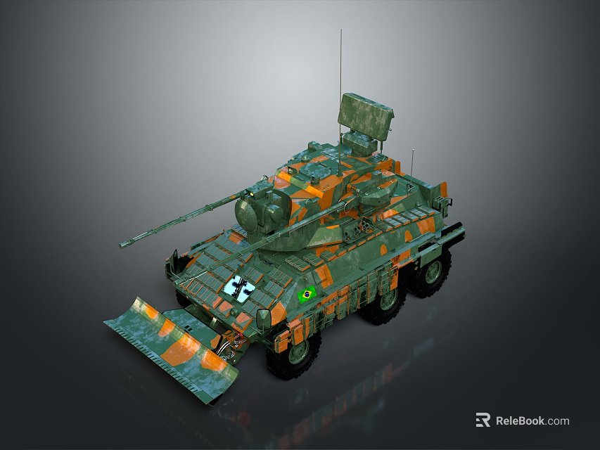 Military Armored Tank With Camouflage Paint Number 25 Antenna And Long Barrel 3d model 