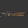 Futuristic Sniper Rifle With Scope Laser Sight And Purple Yellow Accents