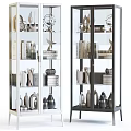 Stylish Sideboard With Glass Doors Metal Frame And Decorative Shelves For Books And Ornaments