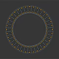 Regular Structured Circular Mechanical Component Design With Blue Panels And Yellow Accent Lines