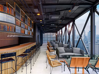 Modern Bar Sitting Area 3d model