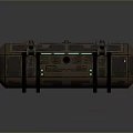 Brown Storage Chest With Metal Clasps And Blue Glowing Lines In Futuristic Style