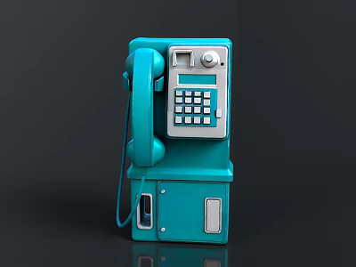 Blue Vintage Telephone With Dial Pad Handset And Retro Body Design 3d model