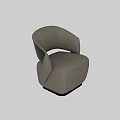 Gray Fabric Single Sofa with Modern Curved Armrest and Round Base
