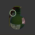 Green Acid Grenade with Skull and Crossbones Symbol on Metallic Surface