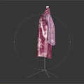 Elegant Long Pink Kimono Style Coat With White Floral Pattern On Mannequin