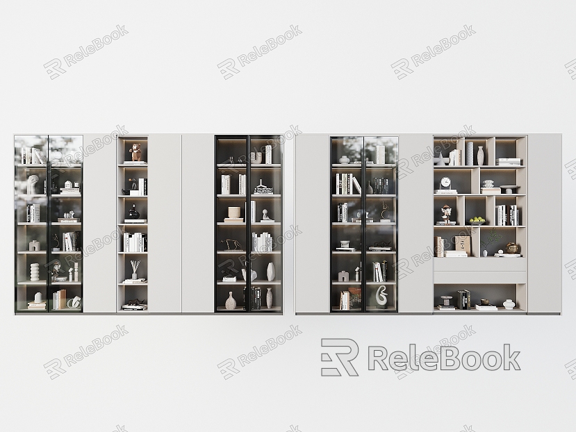 Study Bookcase Bookshelf Display Cabinet Locker Sideboard Decorative Cabinet Book Book Decorative Ornaments model