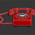 Red Rotary Dial Telephone Electronic Appliance With Classic Design And Retro Look