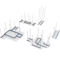 Structural Building Reinforced Steel Frame With Rebar Grid And Support Beams