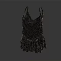 Stylish Black Sleeveless V Neck Dress With Pleated Skirt And Beaded Belt