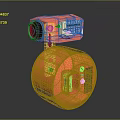 Red Projection Monitoring Device With Camera And Round Modern Design Base