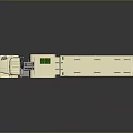 Cream Colored Model Flatbed Truck With Long Flatbed And Green Detail