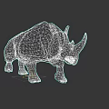 Realistic Gray Rhinoceros Model with Single Horn in Dark Studio Setting