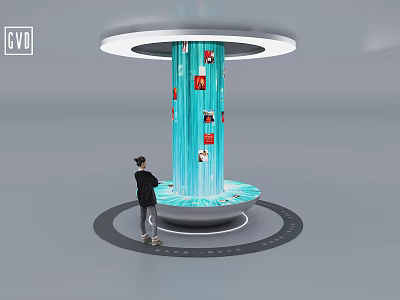Waterfall Flow Interactive Table Modern Interactive Device Round Interactive Table Round Island Table Round Table LED Screen LED Cylindrical 360 Degree Interactive Table 3d model