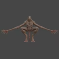Eerie Emaciated Fantasy Creature With Long Limbs Rough Skin And Crouching Posture
