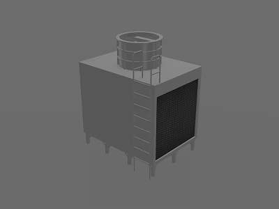 Industrial Cooling Tower Equipment With Square Structure Round Top Heat Dissipation Grille And Ladder Access 3d model