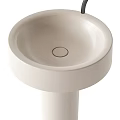 White Pedestal Washbasin With Modern Sleek Design And Chrome Bathroom Faucet