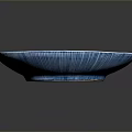 Modern Blue Sculptural Carving With Radial Stripes And Bowl Shaped Textured Design