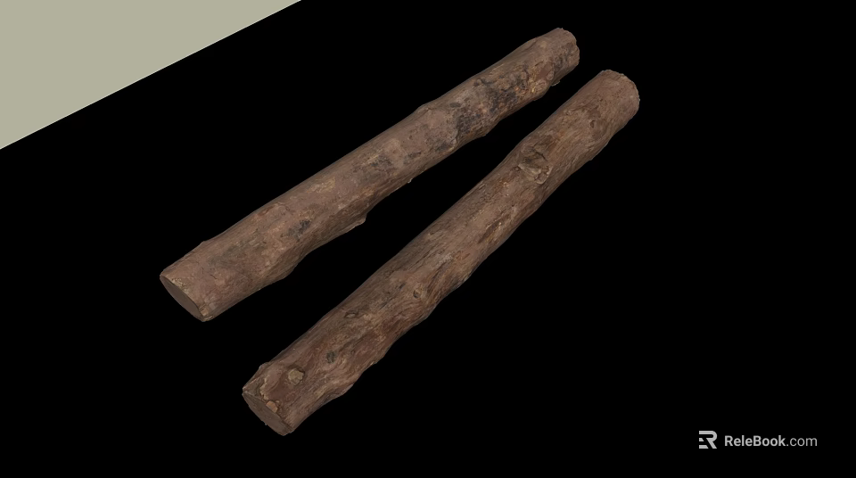 Two Natural Stone Wood Logs With Rough Surface And Organic Texture Details 3d model 