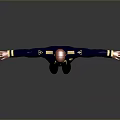 Game Movie Character With Bald Head In Gray Uniform And Gold Accents Standing Arms Outstretched