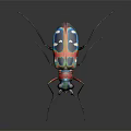 Colorful Flying Insect With Metallic Sheen Vibrant Colors Long Antennae On Dark Reflective Background