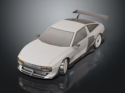 White Sporty Two Door Car With Rear Spoiler And Sleek 3D Model Design 3d model