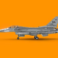 Detailed Silver Fighter Jet Model With Markings On Orange Background 3d model