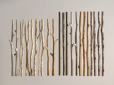 Natural Wooden Branches With Various Colors And Shapes For Decorative 3d model
