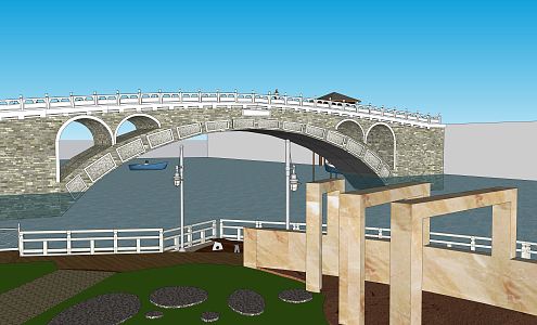 Chinese-style bridge landscape bridge arch bridge 3d model