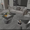 Modern Living Room Sofa And Coffee Table Set With Glass Top Armchair Side Table And Pillows