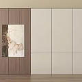 Modern Minimalist Wall Panels With Wooden And Light Colored Sections Artwork And Wooden Flooring