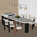 Modern Dining Table and Chair Combination Dining Chair Island Table Dining Table Chandelier Single Chair 3d model