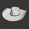 White Cowboy Hat With Silver Buckle Band On Dark Background With Reflection 3d model