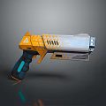 Futuristic Sci Fi Gun Design With Orange Blue Grip And Metallic Silver Body