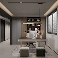 Modern Minimalist Living And Dining Room Interior With Comfortable Sofas And Built In Storage Cabinets
