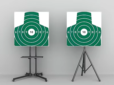 Sports Equipment Shooting Target Green Face Score Numbers 10 9 8 7 with Metal Stand 3d model