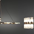 Modern Elegant Chandeliers with Circular Rings and Glass Shades for Interior Decor 3d model