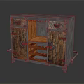 Vintage Industrial Wine Cabinet With Distressed Wooden Doors Metal Frame And Wine Racks
