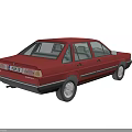Red Volkswagen Classic Sedan Car With Black Trim And Chrome Details