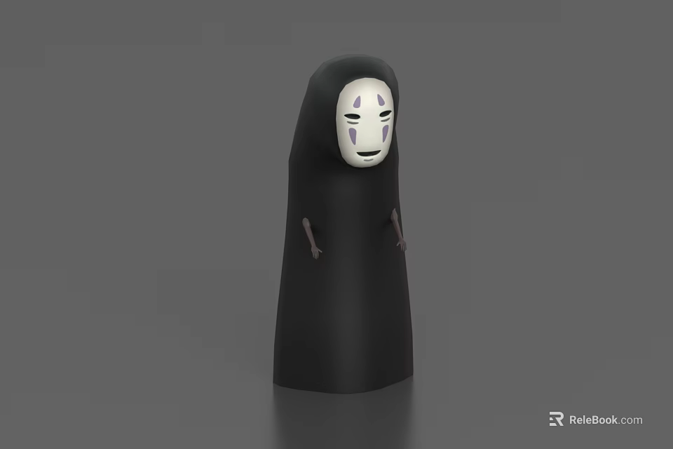 Game Movie Character With White Mask And Black Robe Classic Anime Design 3d model 