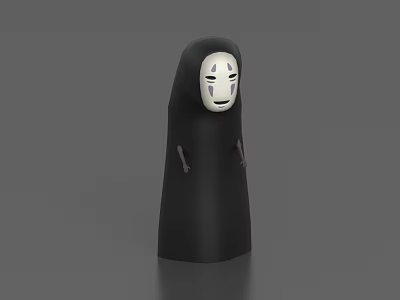Game Movie Character With White Mask And Black Robe Classic Anime Design 3d model