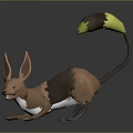 Game Movie Character With Large Ears Brown Body And Yellow Tipped Tail In Action Pose