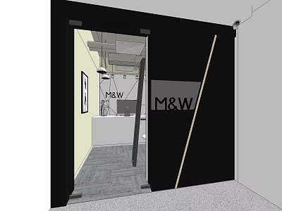 Modern Public Office Space Featuring M&W Logo Entryway Corridor And Open Layout 3d model
