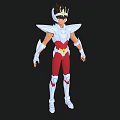 Game And Movie Character In White Red Gold Armor With Shoulder Decorations