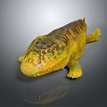 3D Rendered Prehistoric Aquatic Reptile Character with Streamlined Body Yellow Green Skin and Sharp Teeth