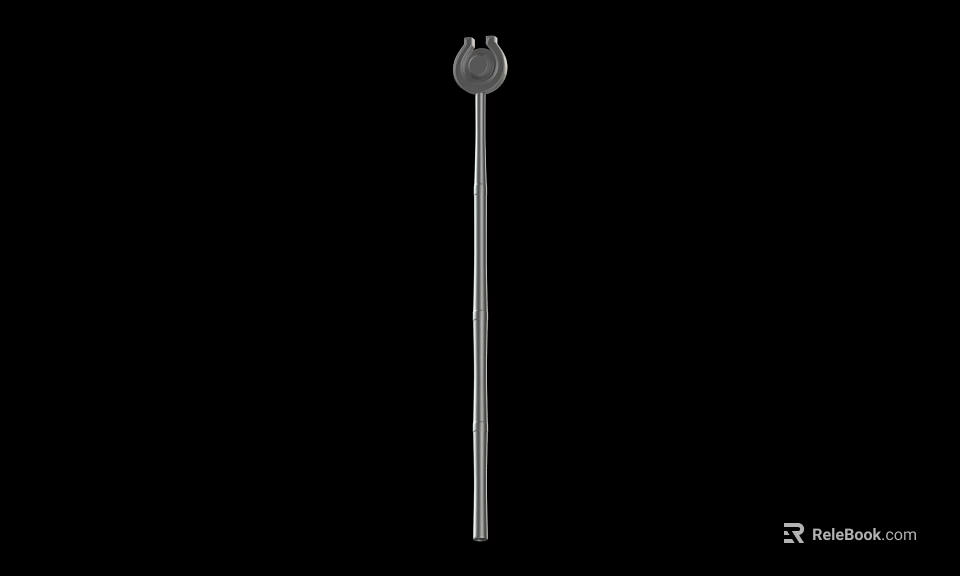 Ancient Long Handled Weapon With Metal Head And Traditional Design 3d model 
